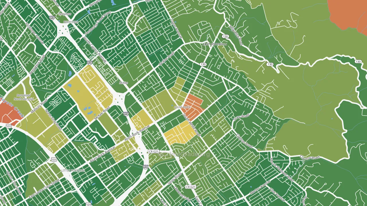 Alum Rock, CA Map of Vandalism Rates