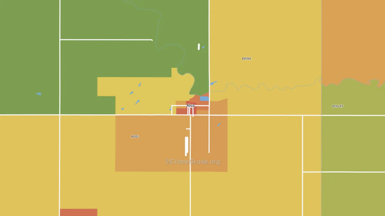 Alva, OK Map of Vandalism Rates