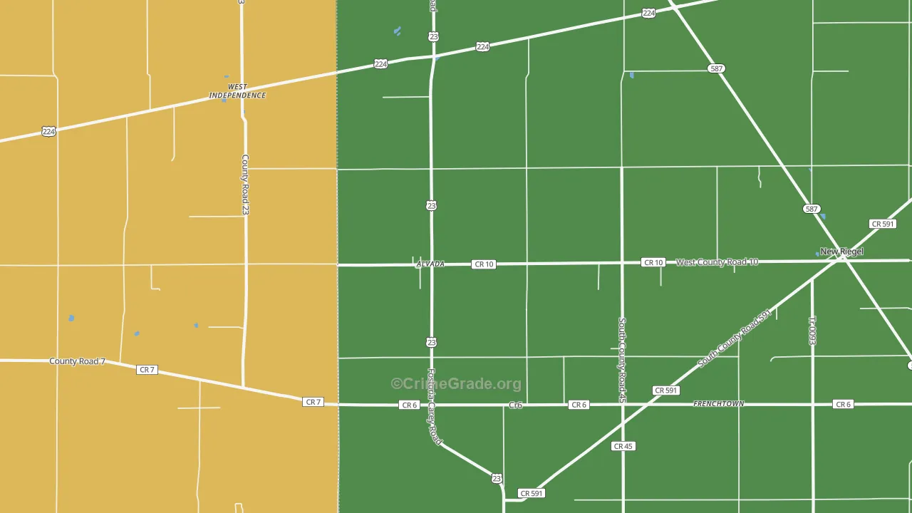 Alvada, OH Map of Vandalism Rates