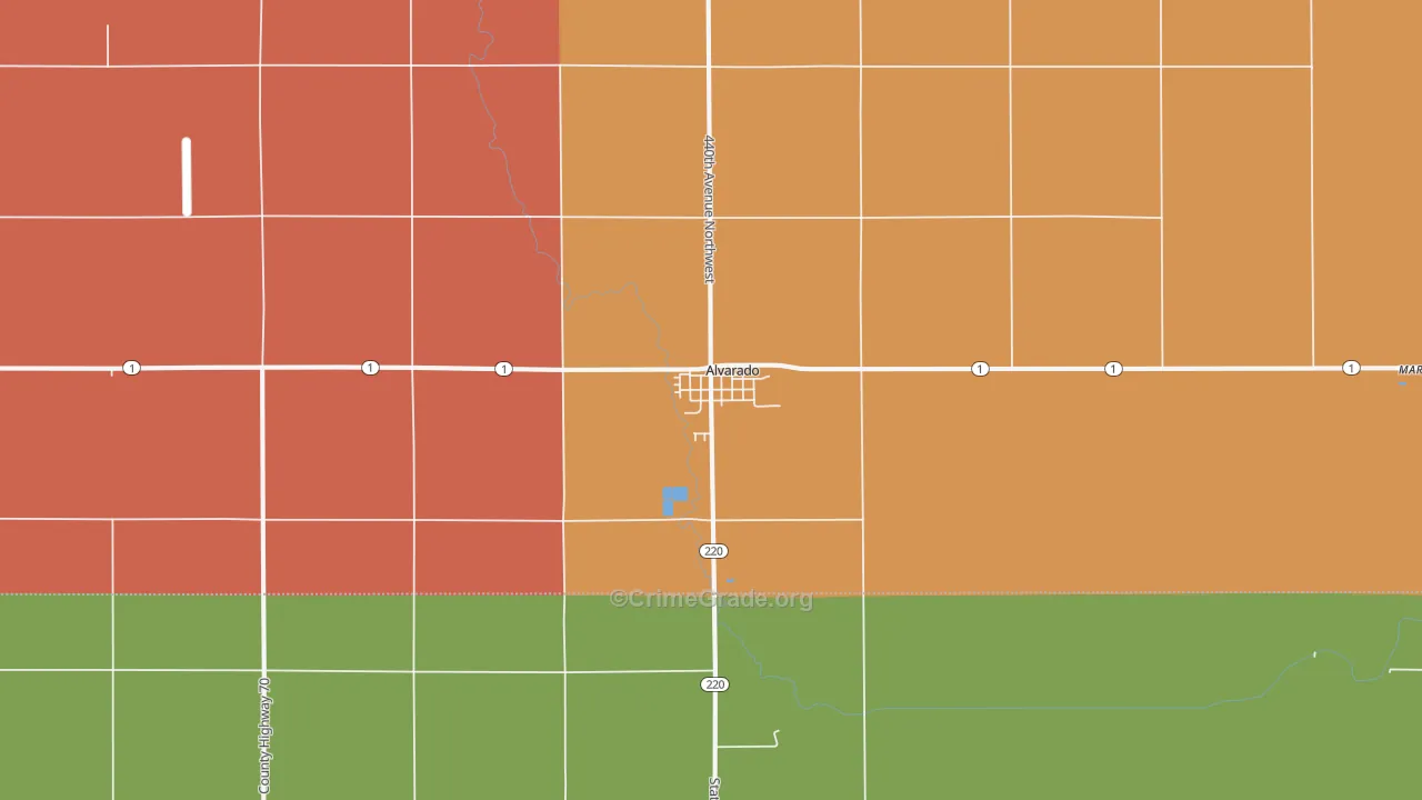 Alvarado, MN Map of Vandalism Rates