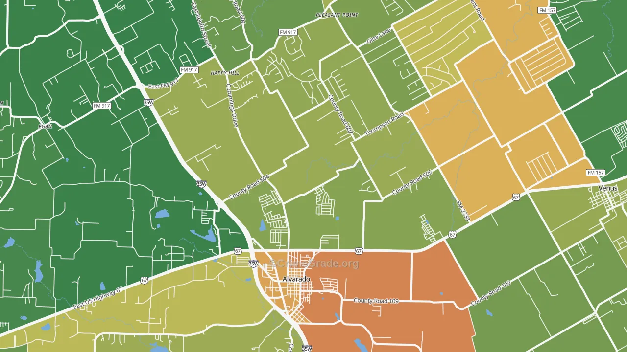 Alvarado, TX Map of Vandalism Rates