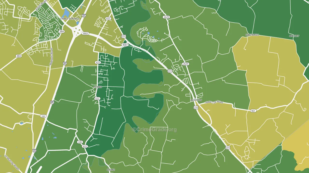 Alvaton, KY Map of Vandalism Rates