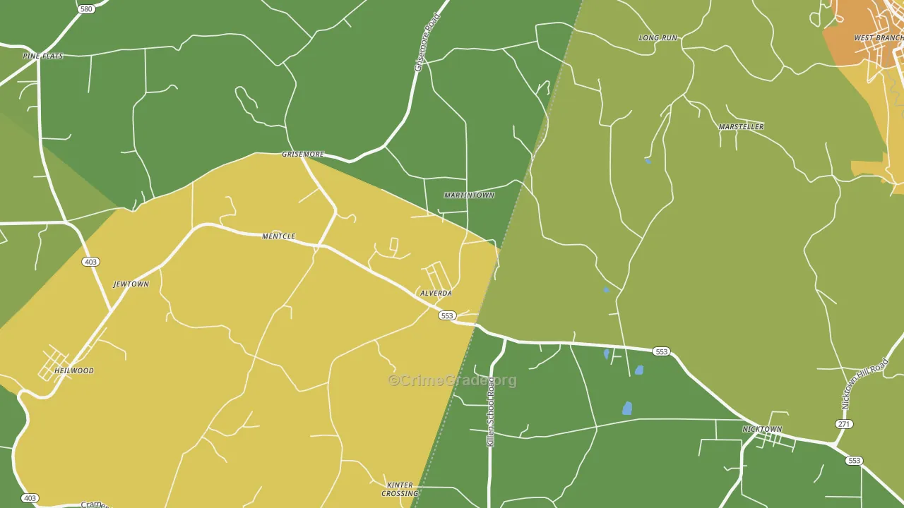 Alverda, PA Map of Vandalism Rates