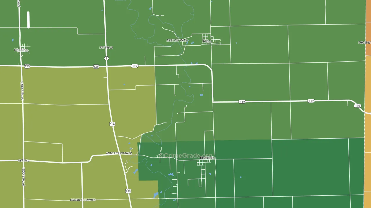 Alvin, IL Map of Vandalism Rates