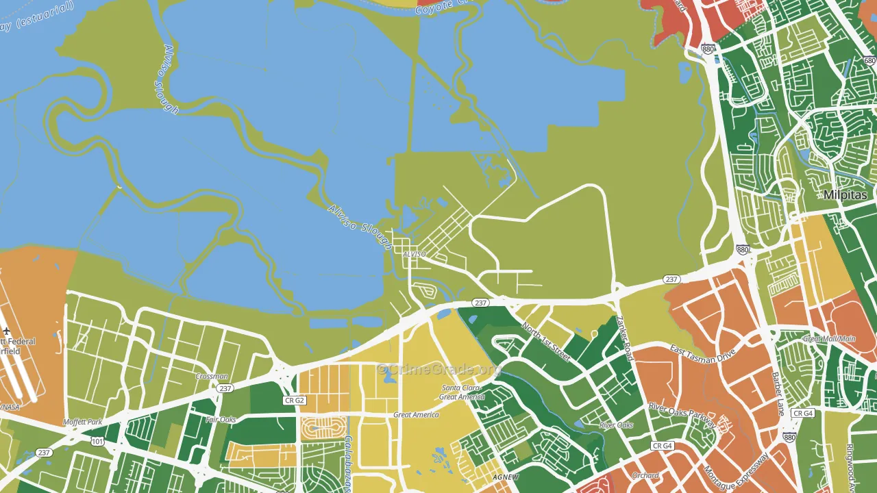 Alviso, CA Map of Vandalism Rates