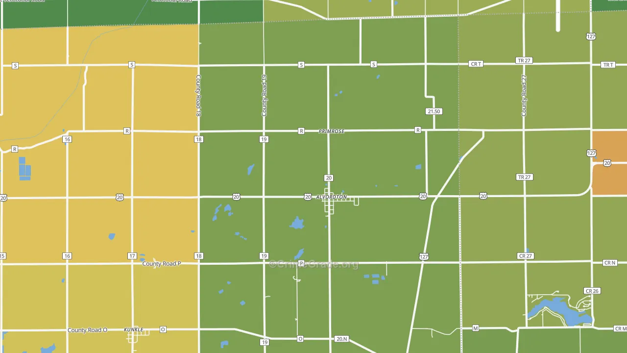 Alvordton, OH Map of Vandalism Rates