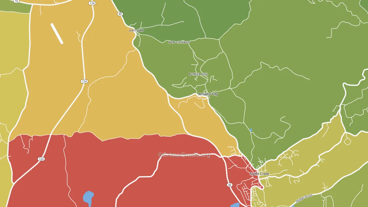 Amador City, CA Map of Vandalism Rates