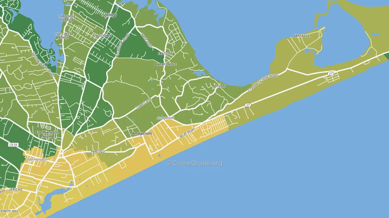 Amagansett, NY Map of Vandalism Rates