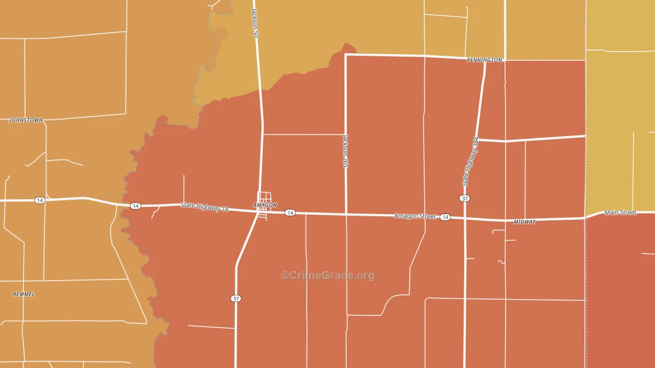Amagon, AR Map of Vandalism Rates