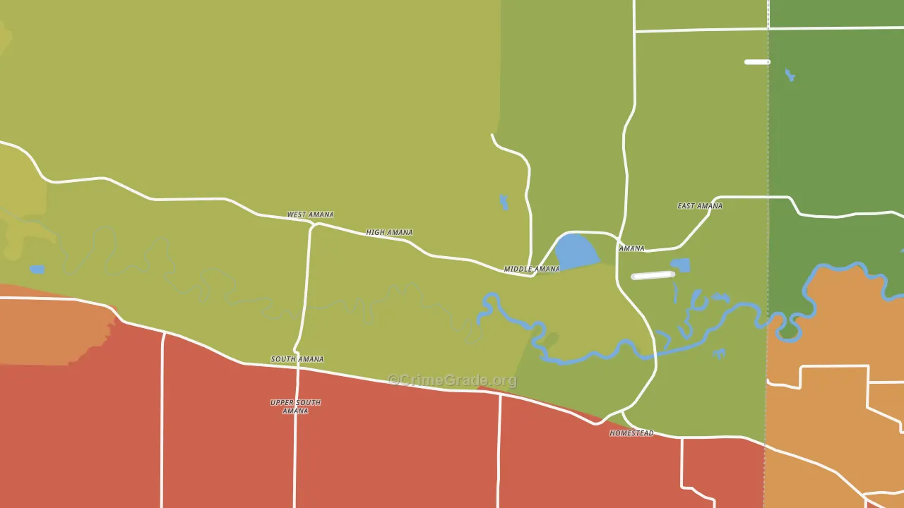 Amana, IA Map of Vandalism Rates