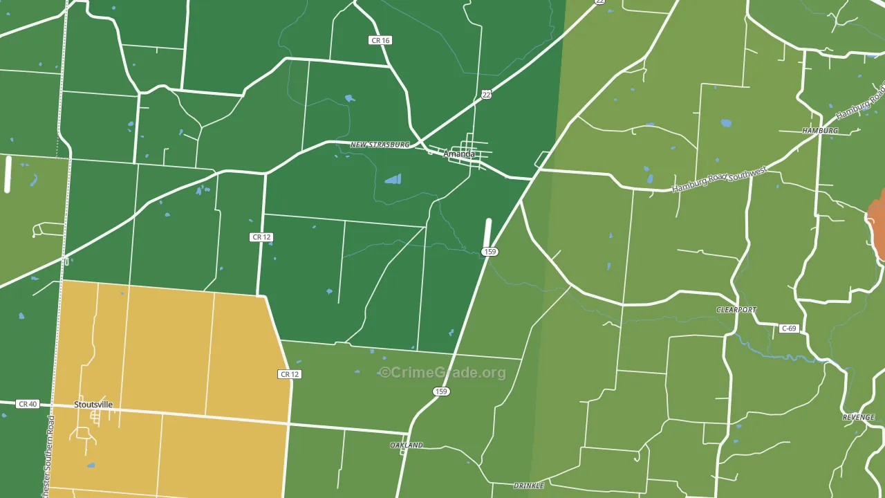 Amanda, OH Map of Vandalism Rates