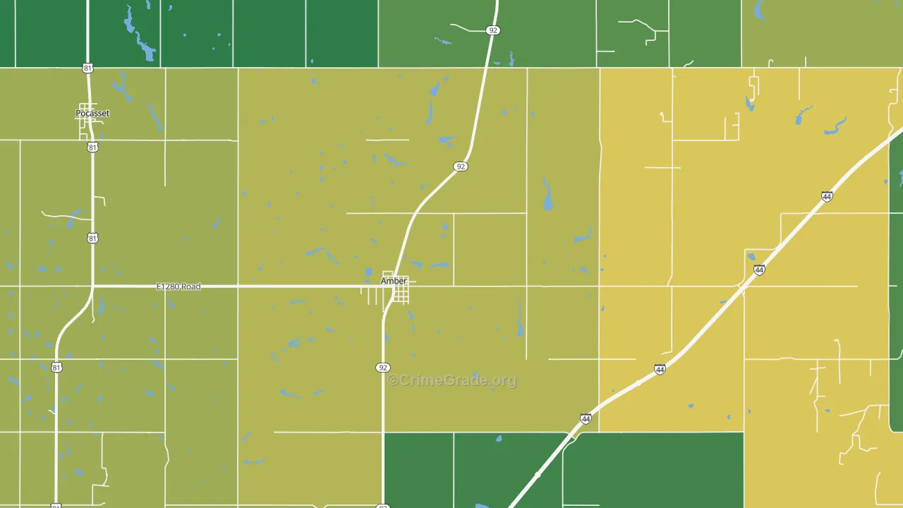 Amber, OK Map of Vandalism Rates