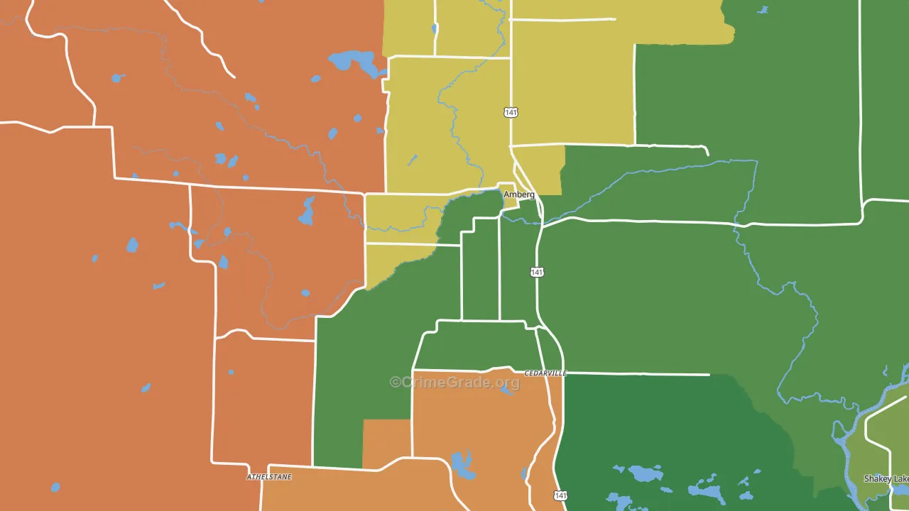 Amberg, WI Map of Vandalism Rates