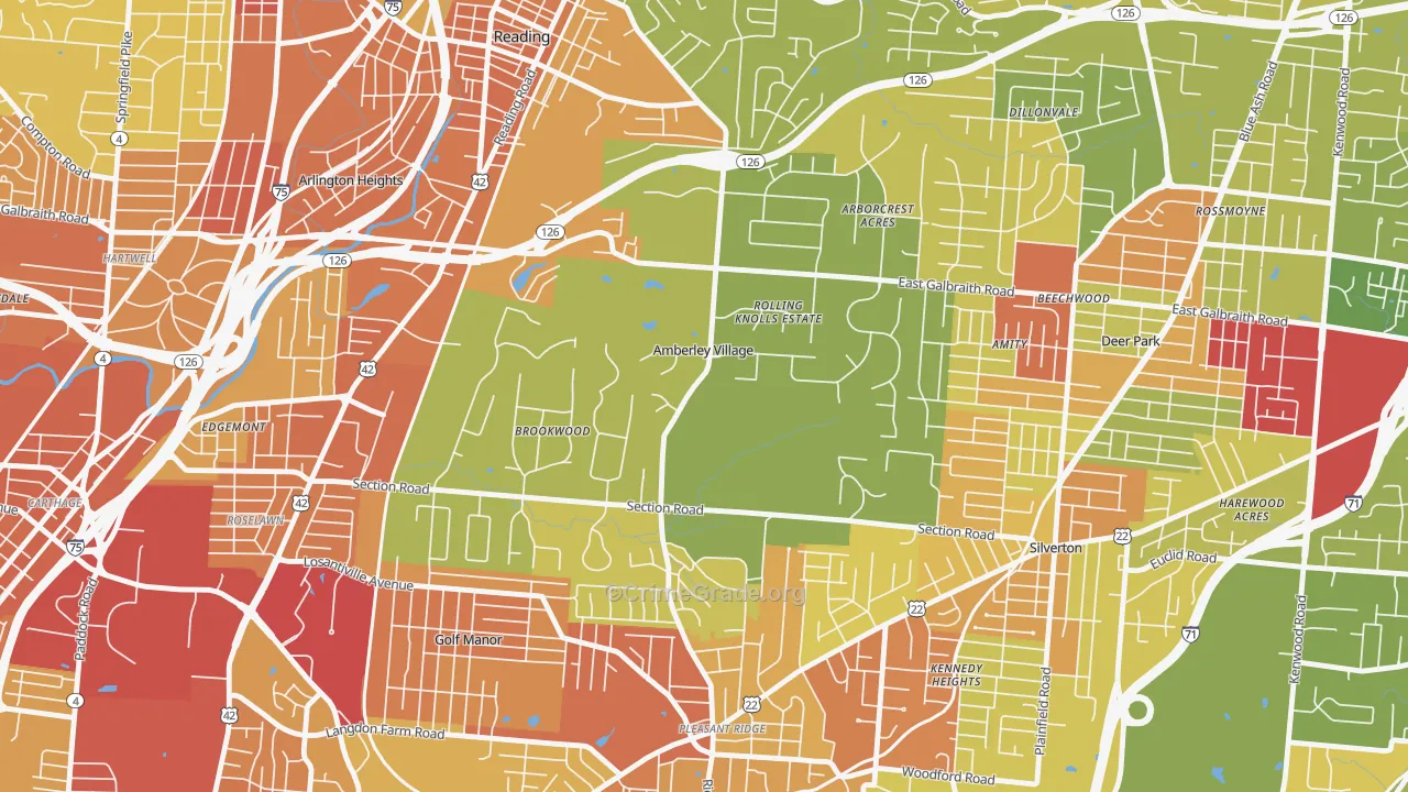 Amberley, OH Map of Vandalism Rates