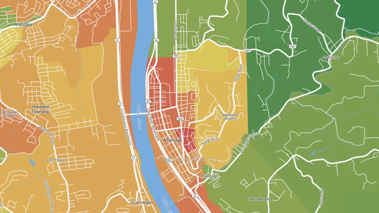 Ambridge, PA Map of Vandalism Rates