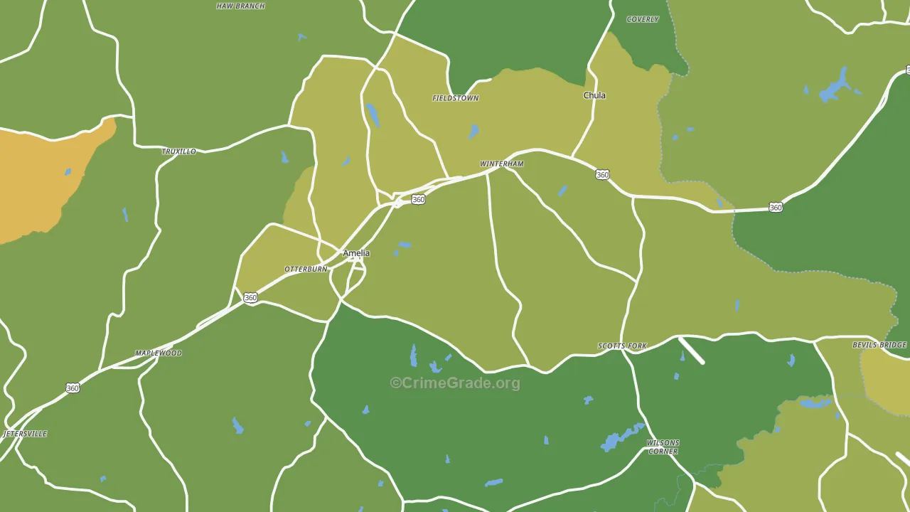 Amelia Court House, VA Map of Vandalism Rates