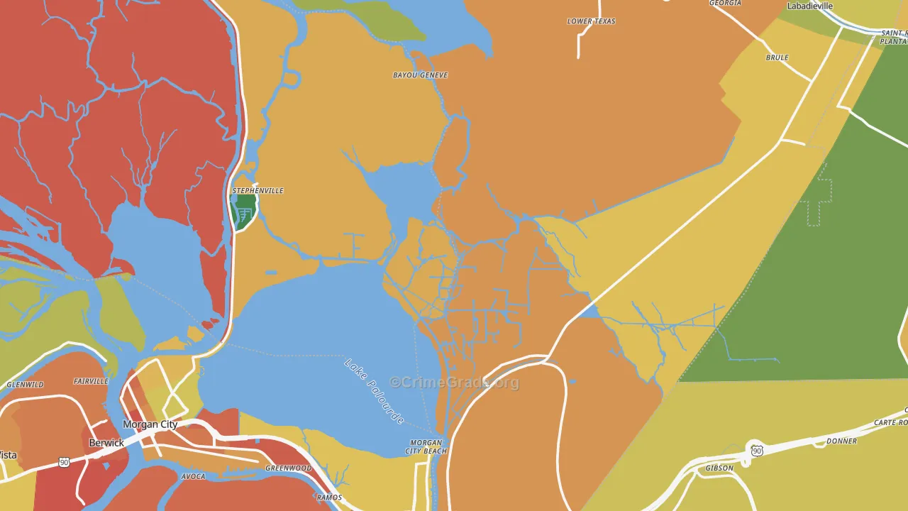 Amelia, LA Map of Vandalism Rates