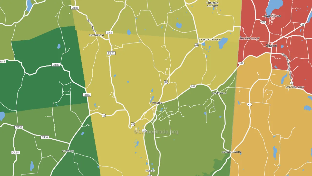 Amenia, NY Map of Vandalism Rates