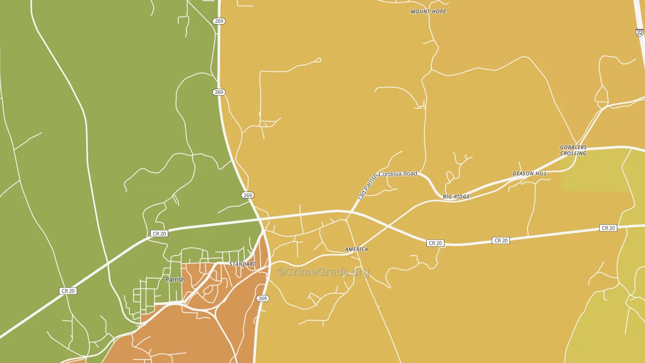 America, AL Map of Vandalism Rates