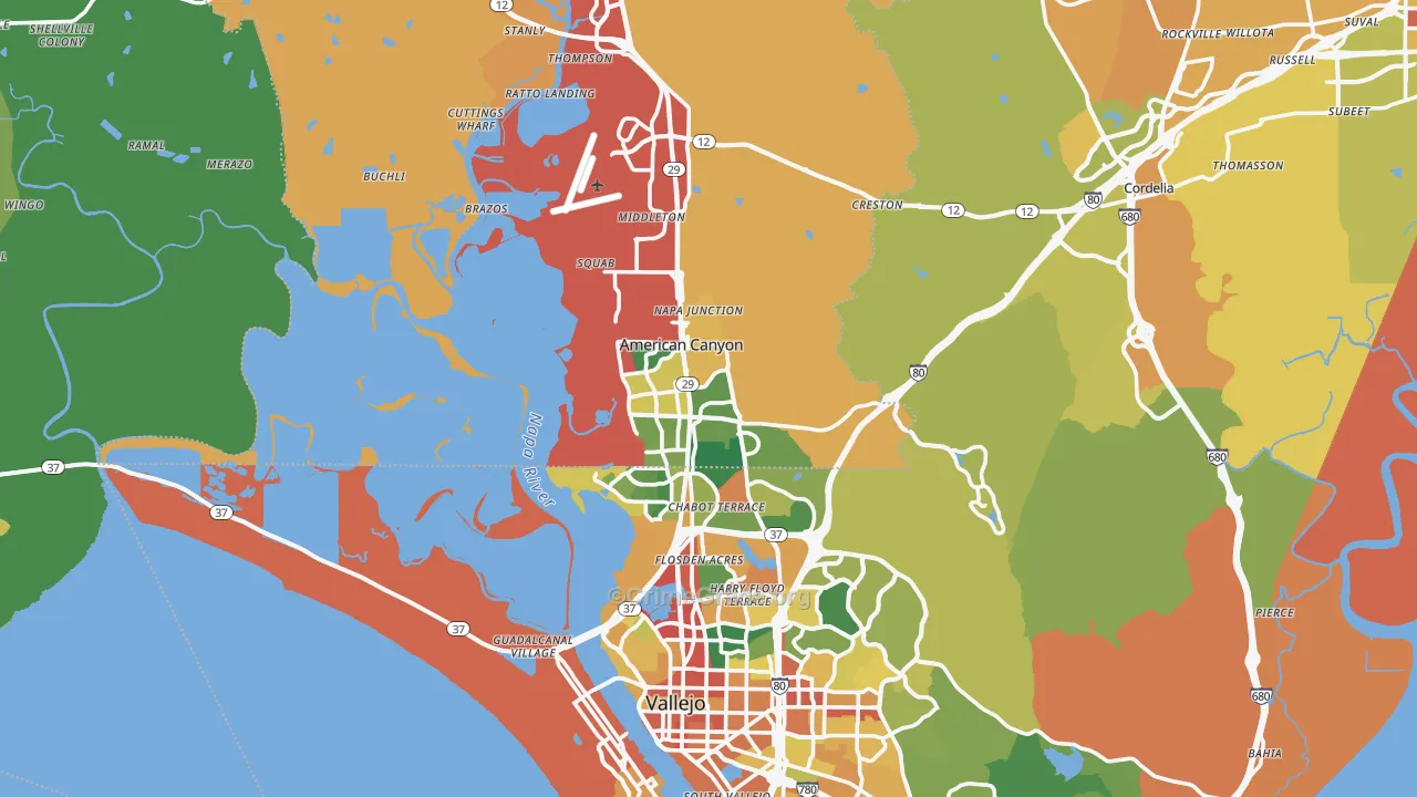 American Canyon, CA Map of Vandalism Rates