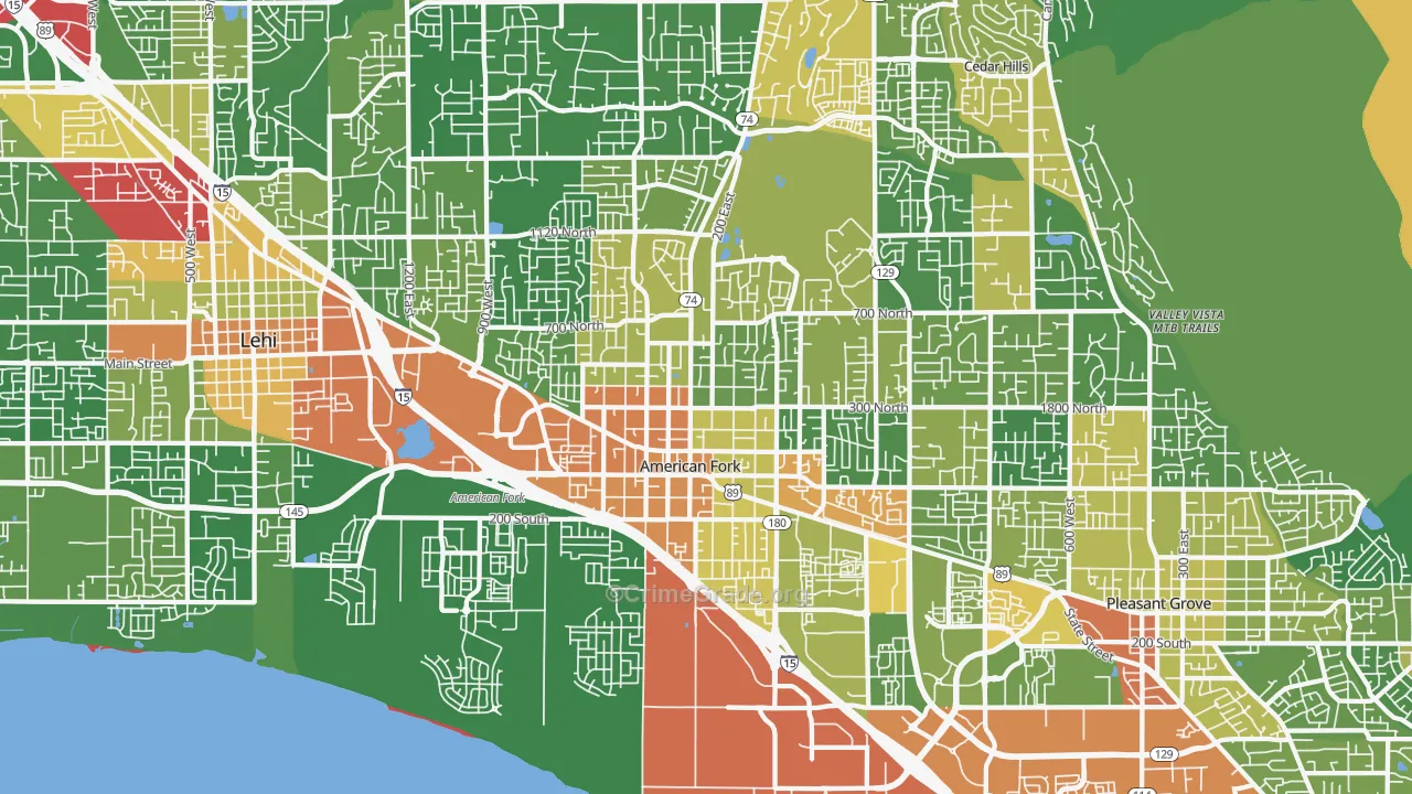 American Fork, UT Map of Vandalism Rates