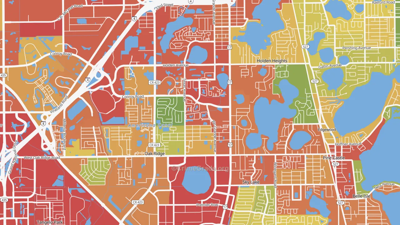 Americana, Oak Ridge, FL Map of Vandalism Rates