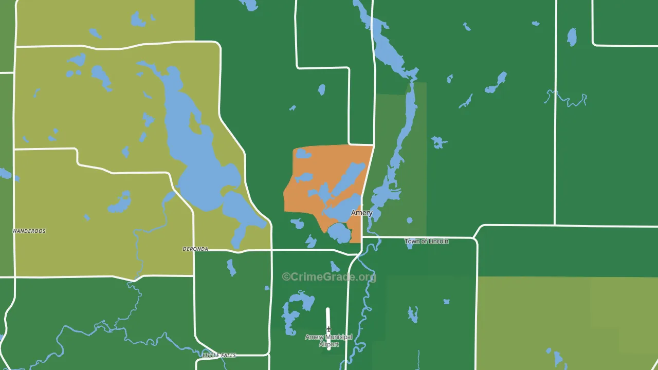 Amery, WI Map of Vandalism Rates