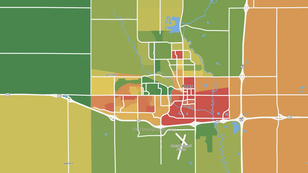 Ames, IA Map of Vandalism Rates