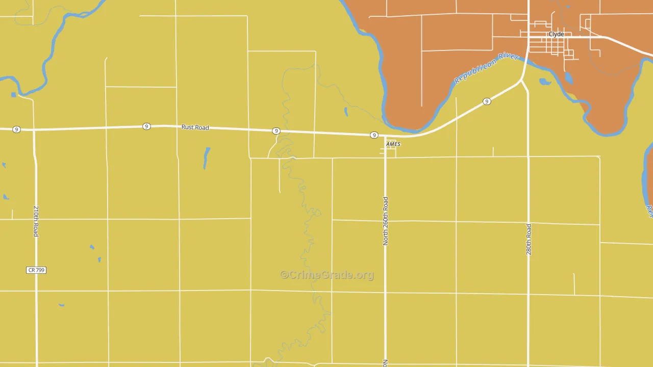 Ames, KS Map of Vandalism Rates