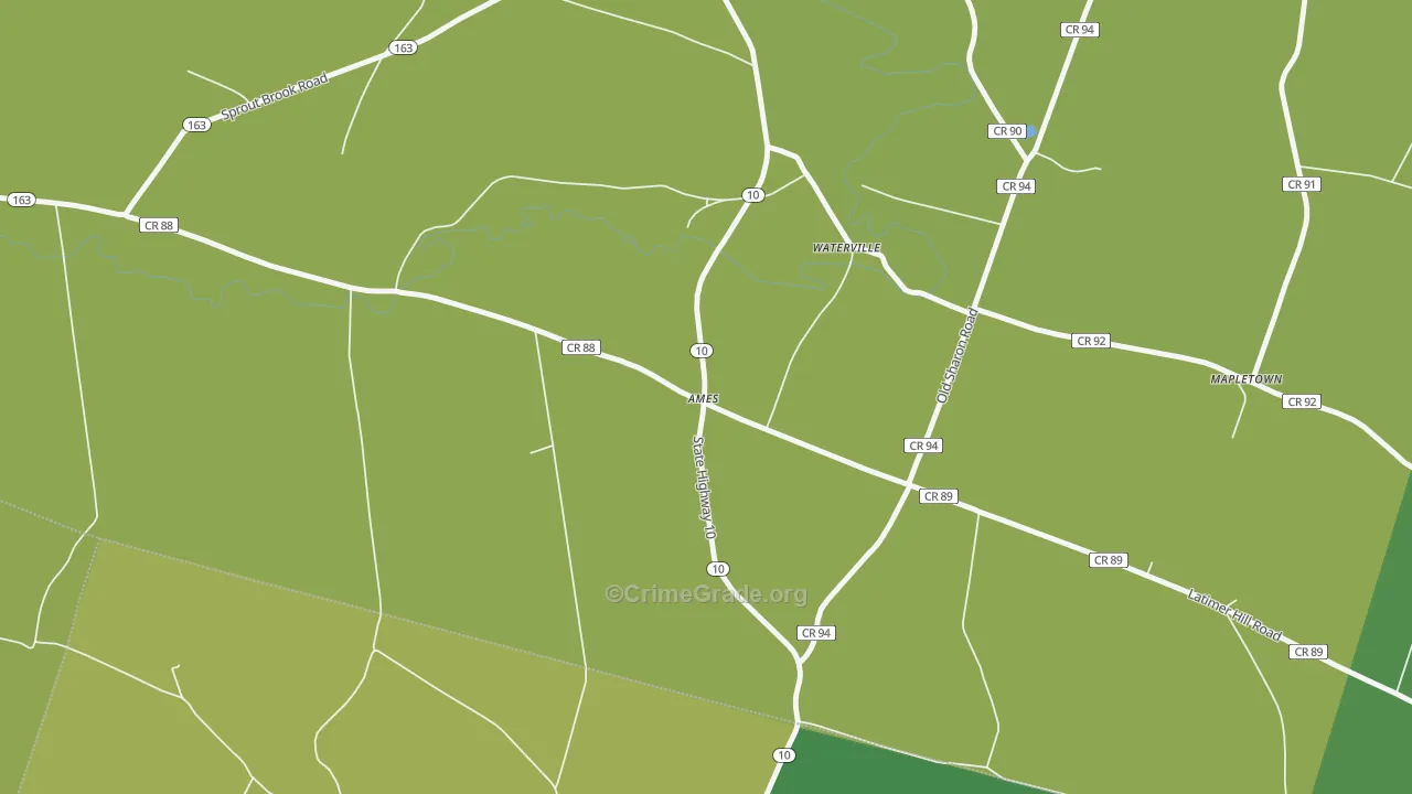 Ames, NY Map of Vandalism Rates