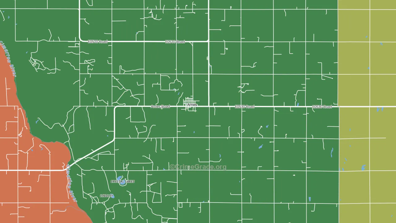 Ames, OK Map of Vandalism Rates