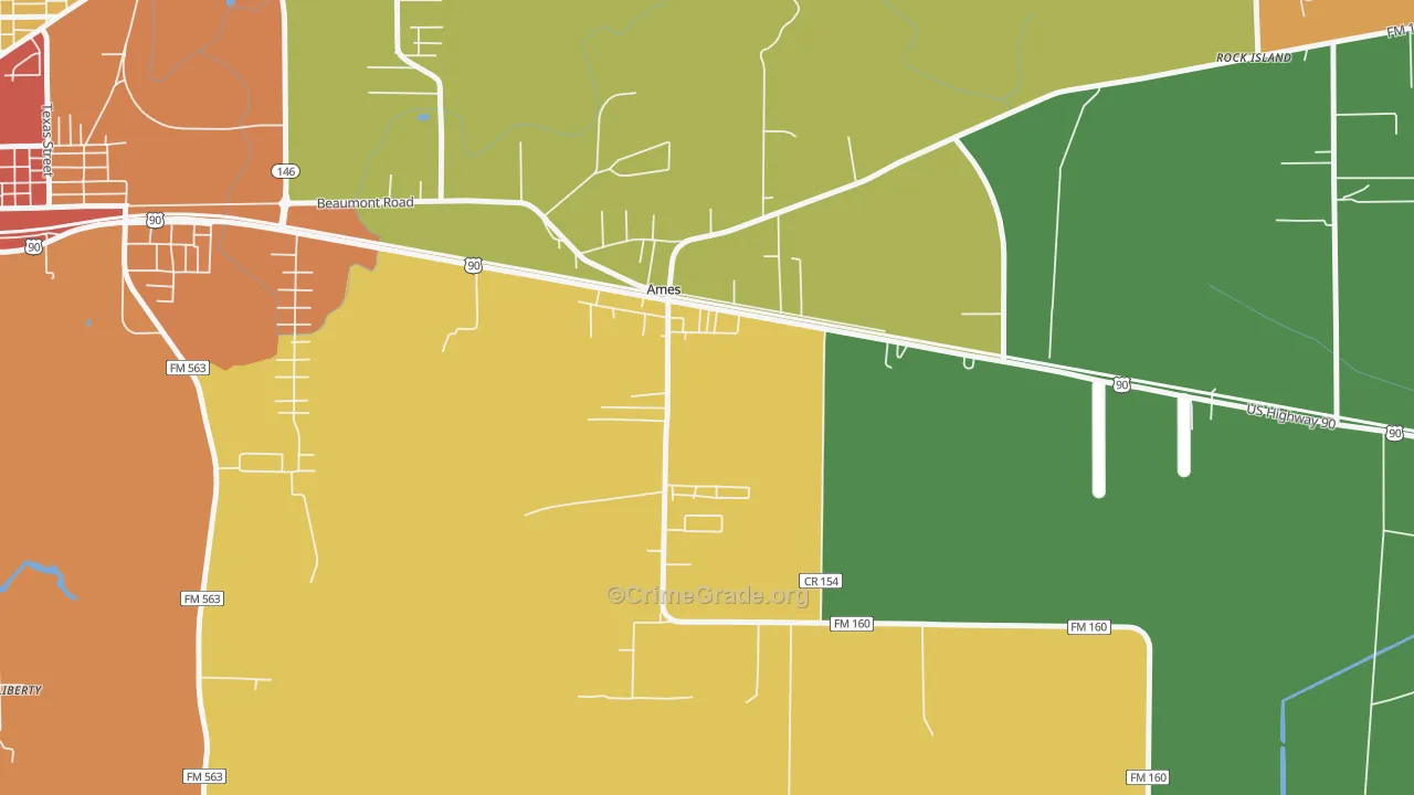 Ames, TX Map of Vandalism Rates