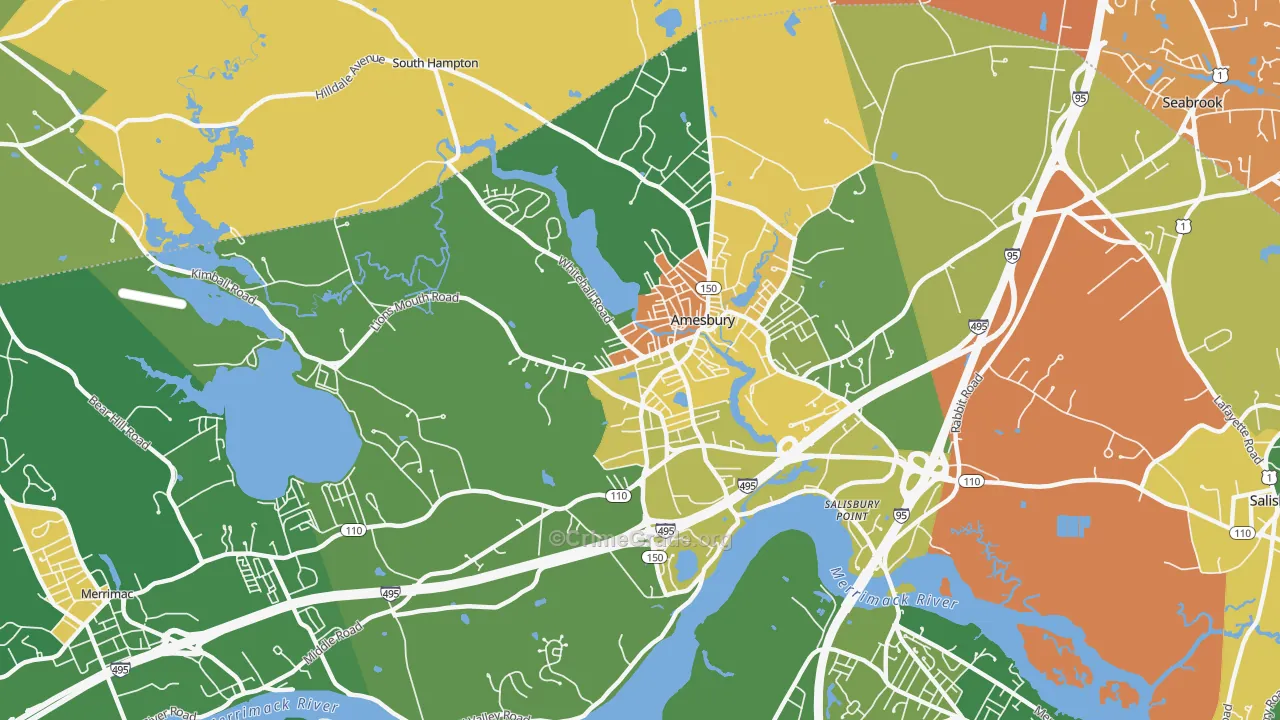 Amesbury Town, MA Map of Vandalism Rates