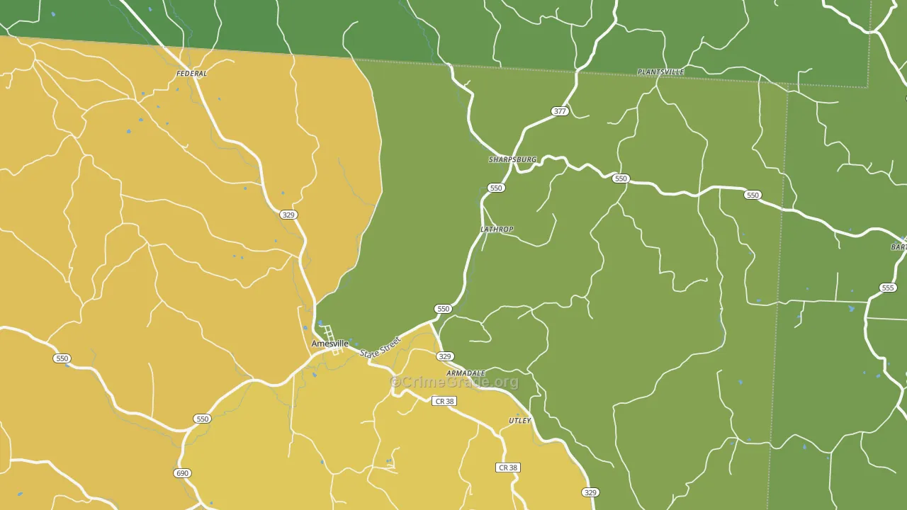 Amesville, OH Map of Vandalism Rates
