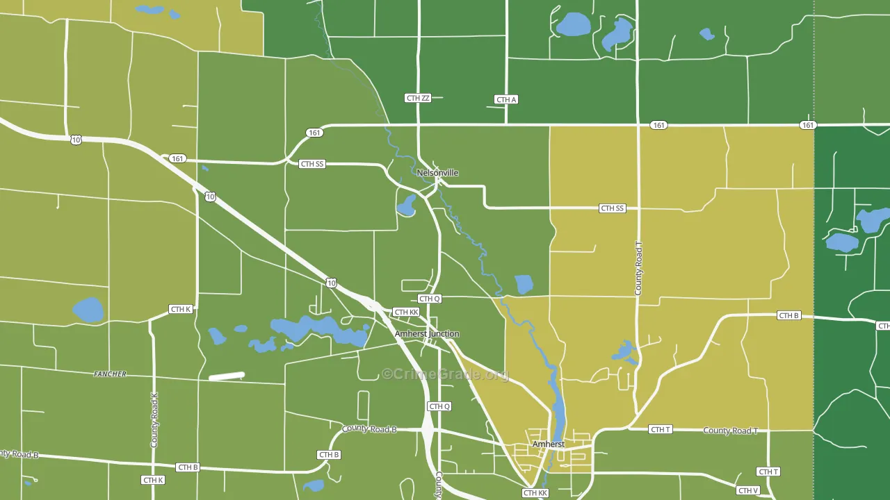 Amherst Junction, WI Map of Vandalism Rates