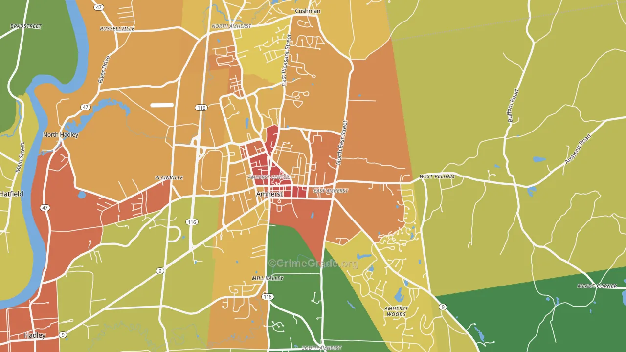 Amherst, MA Map of Vandalism Rates