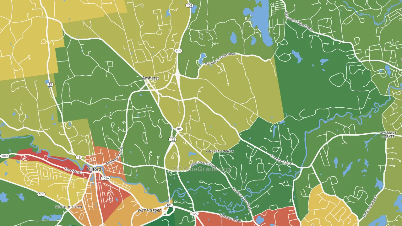 Amherst, NH Map of Vandalism Rates