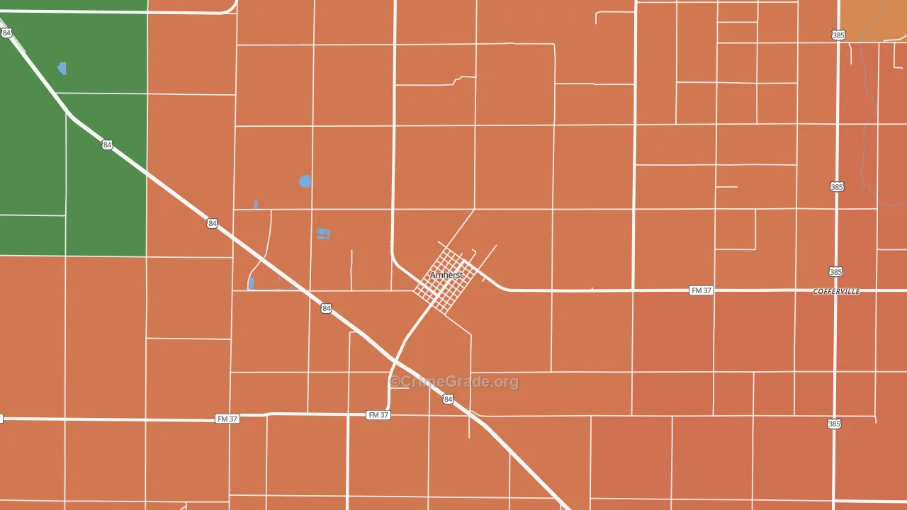 Amherst, TX Map of Vandalism Rates