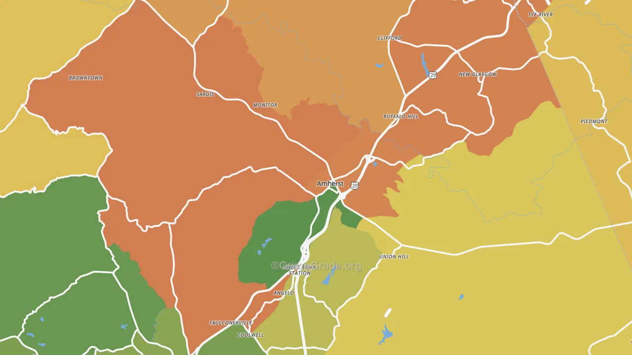 Amherst, VA Map of Vandalism Rates