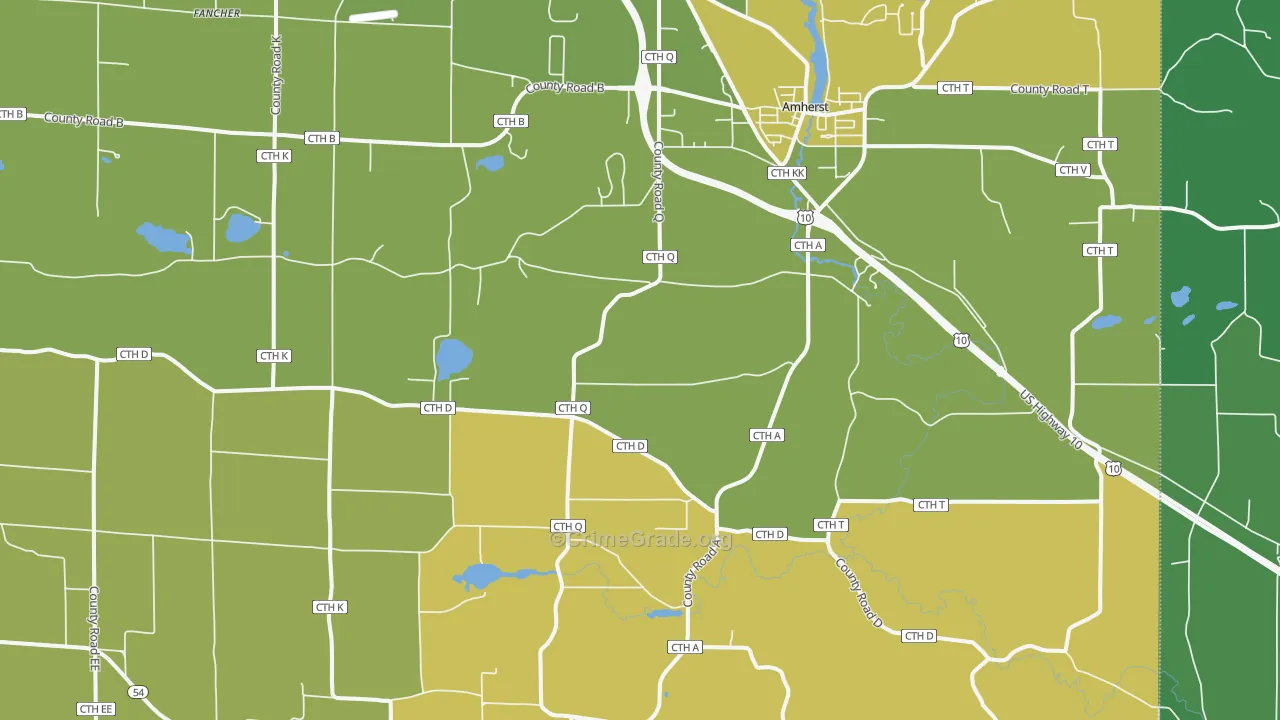 Amherst, WI Map of Vandalism Rates