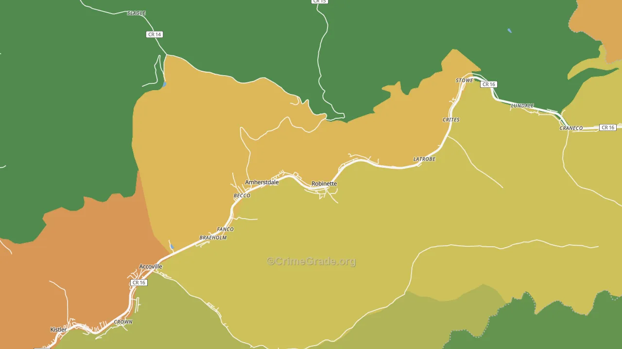 Amherstdale, WV Map of Vandalism Rates