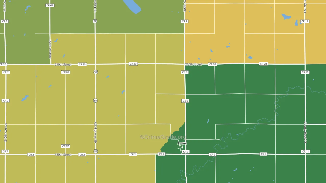 Amiret, MN Map of Vandalism Rates