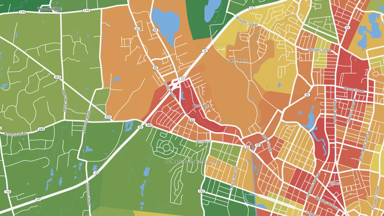 Amity, New Haven, CT Map of Vandalism Rates