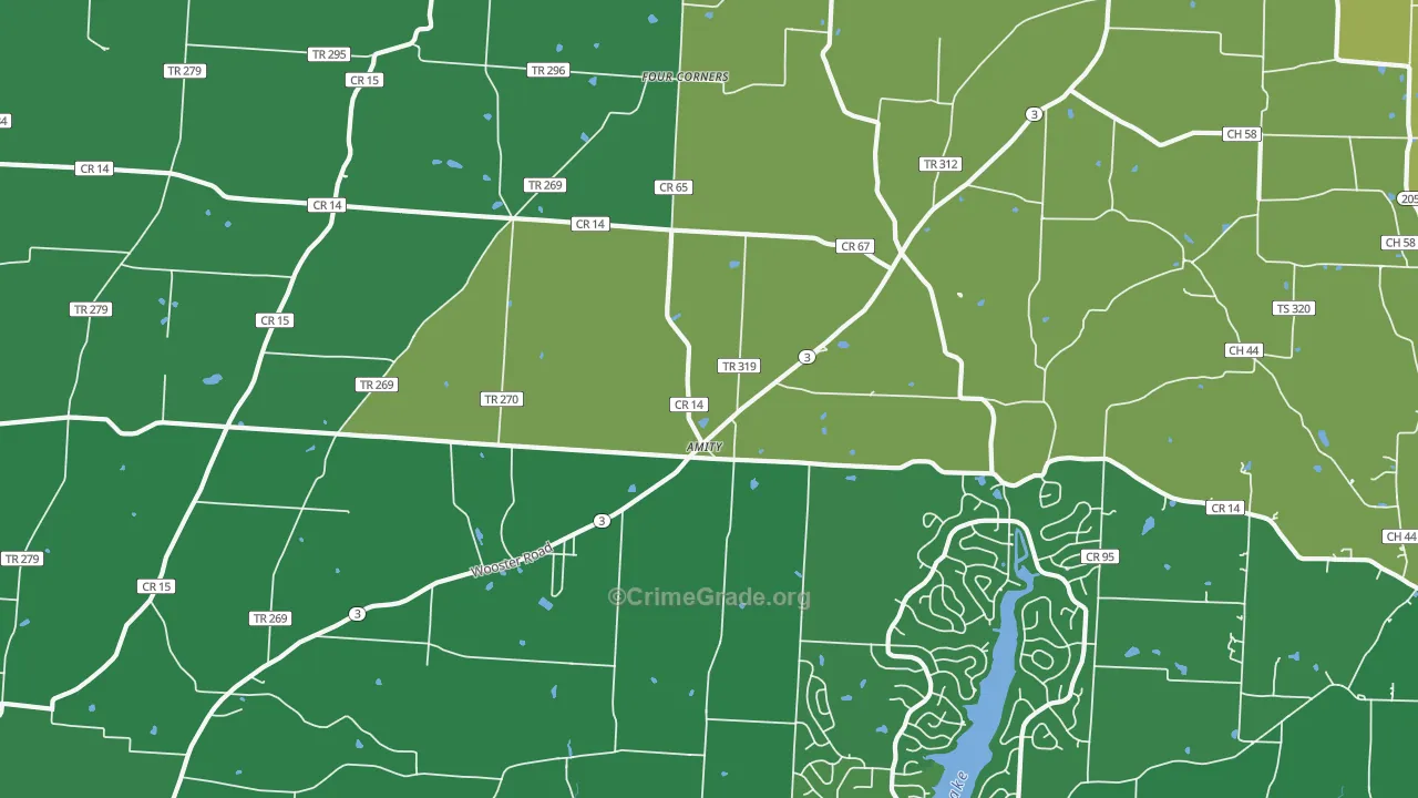 Amity, OH Map of Vandalism Rates