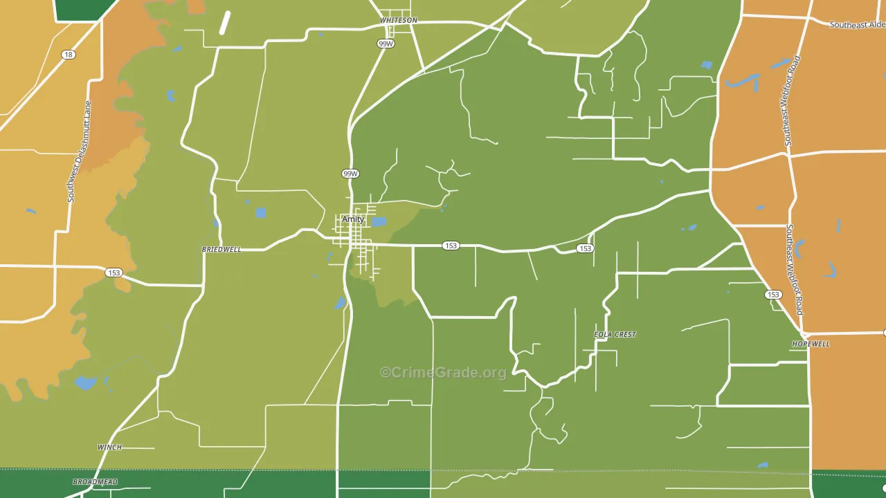 Amity, OR Map of Vandalism Rates