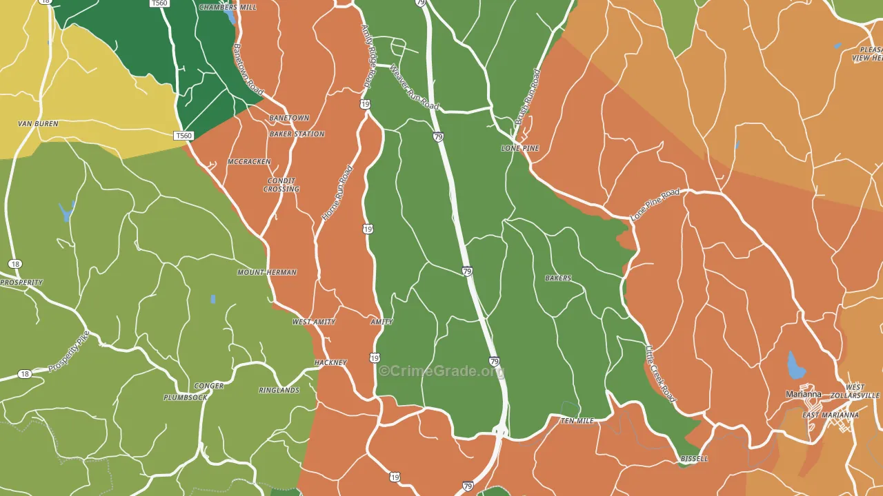 Amity, PA Map of Vandalism Rates