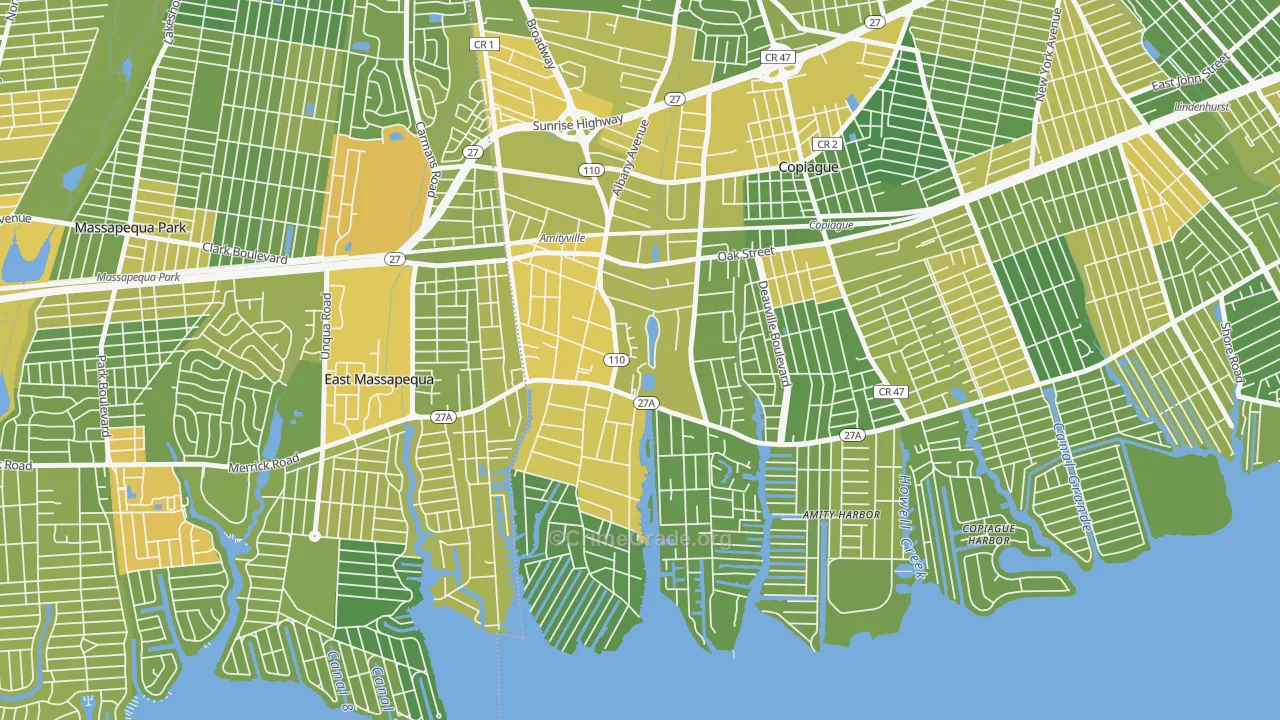 Amityville, NY Map of Vandalism Rates