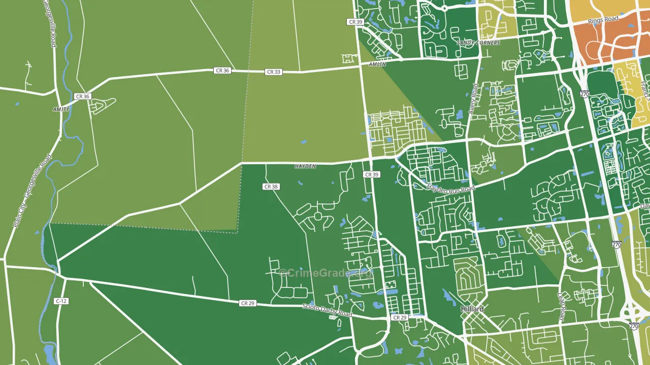 Amlin, OH Map of Vandalism Rates