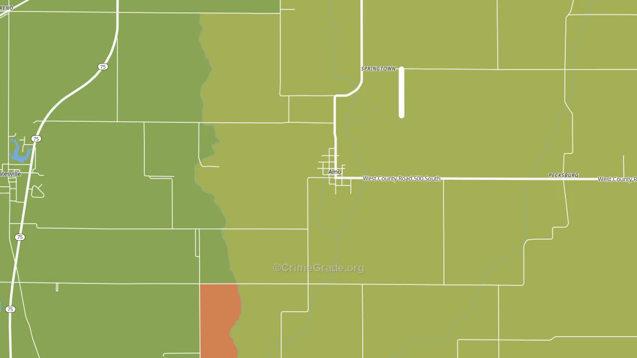 Amo, IN Map of Vandalism Rates