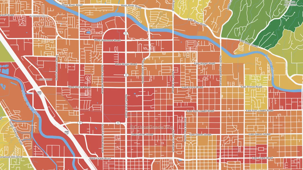 Amphi, Tucson, AZ Map of Vandalism Rates